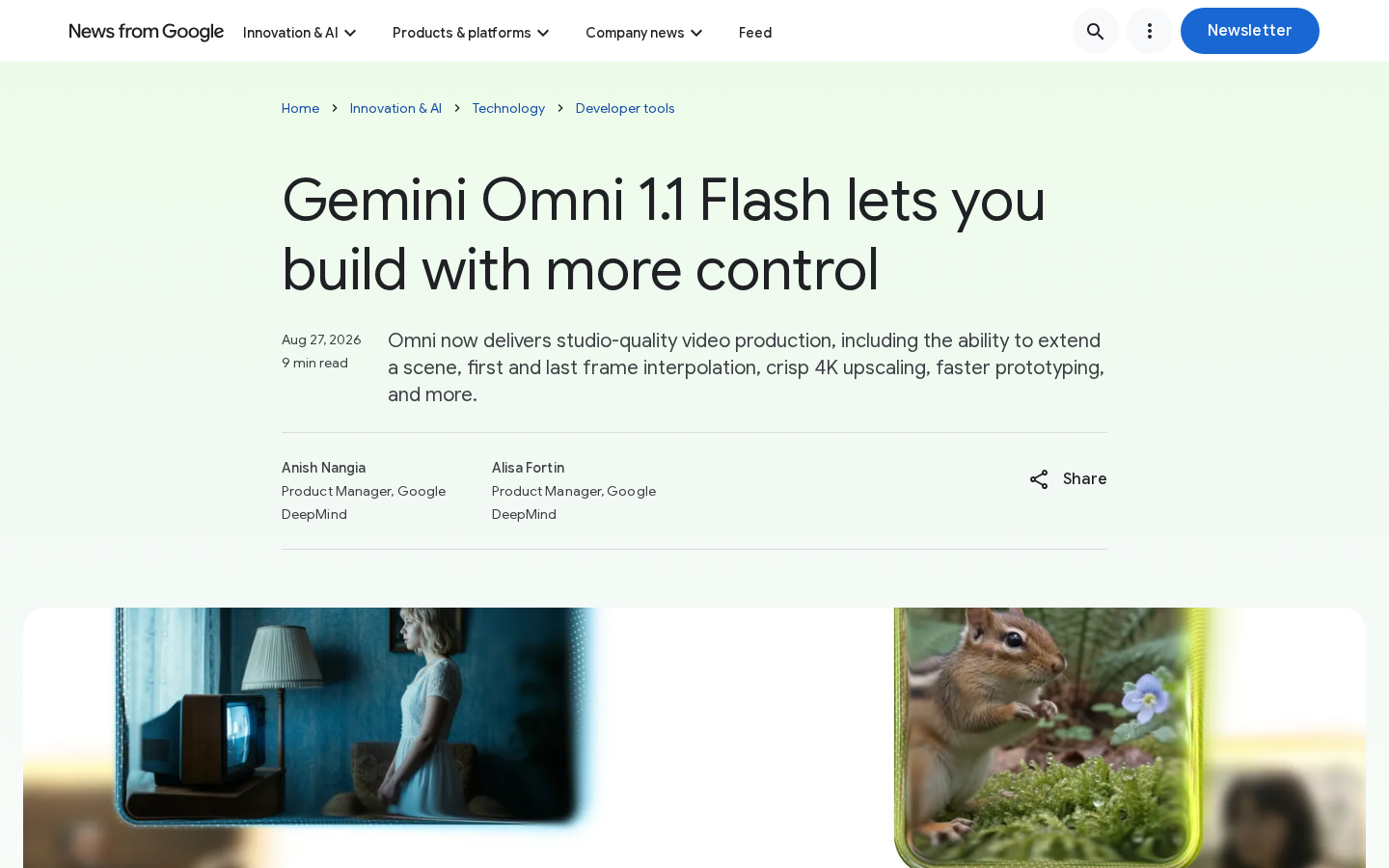 Gemini Omni 1.1：视频开始按帧和场景卖控制
