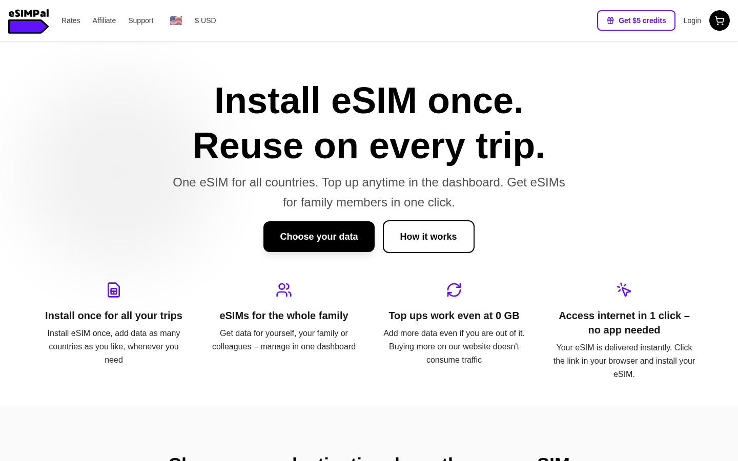 eSIMPal：卡只装一次，国家换成充值