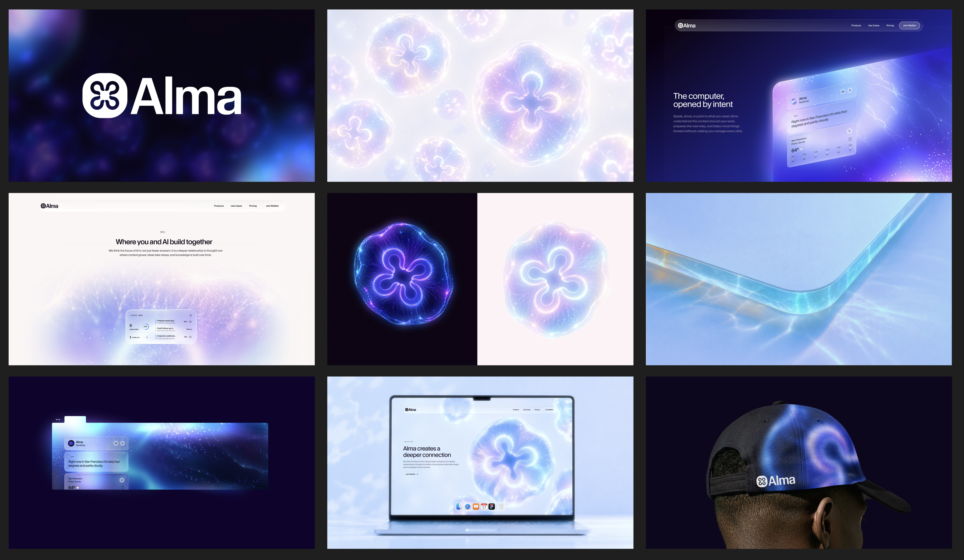 Alma 用发光水母组织品牌视觉